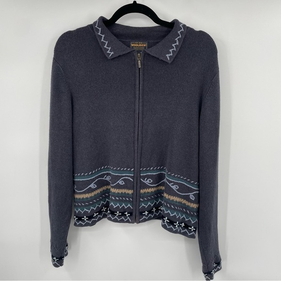 Woolrich Sweaters - Woolrich Blue Zipper Front Jacket